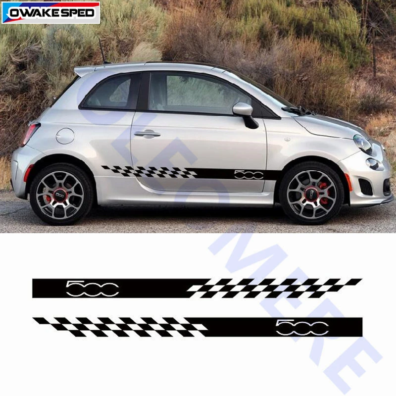 Виниловые наклейки для FIAT 500, для боковой двери, юбки, полосы, решетки, флага, графика, авто, для кузова, Декор, наклейка, для автомобиля, спортивный стиль