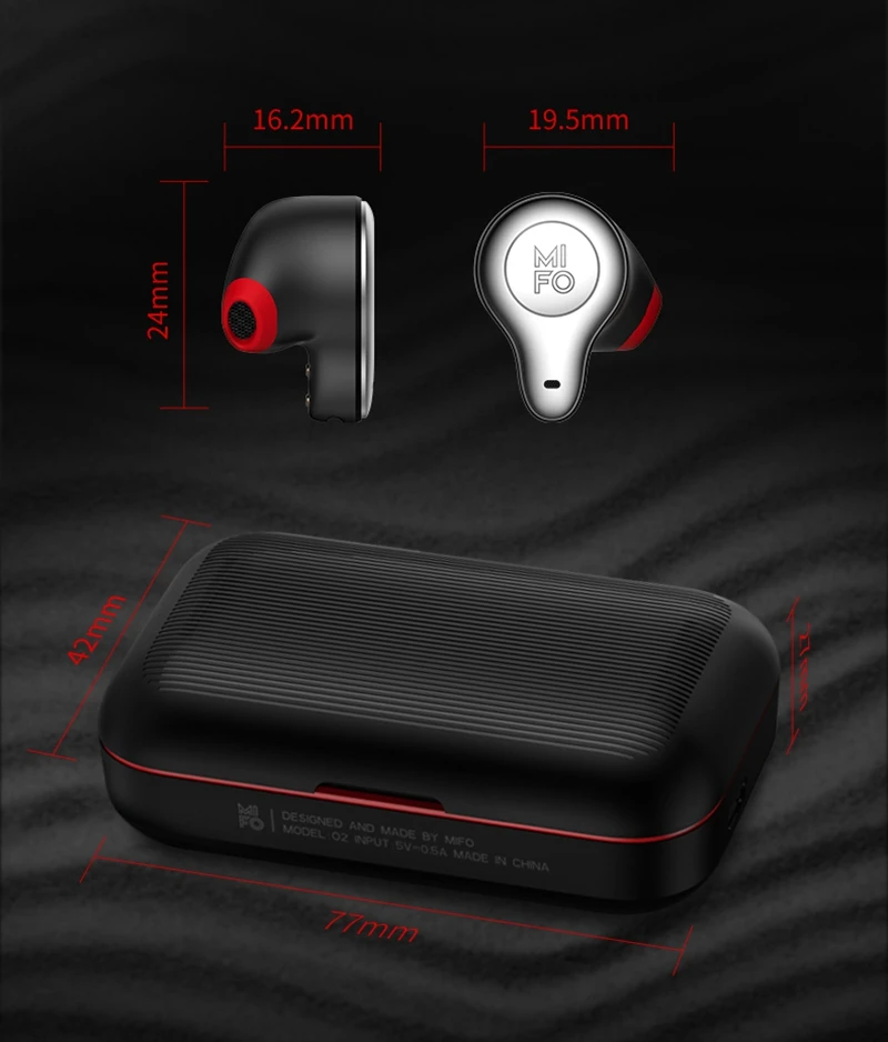 Mifo наушники-вкладыши TWS 5,0 True Беспроводной наушники Bluetooth наушники сенсорный Управление спортивные наушники с микрофоном стерео бас наушники с зарядный чехол