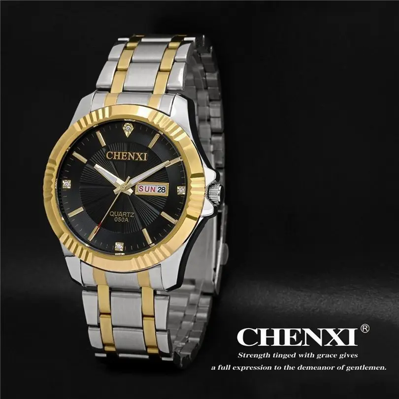 Мужские деловые водонепроницаемые часы Роскошные наручные из серебристой и