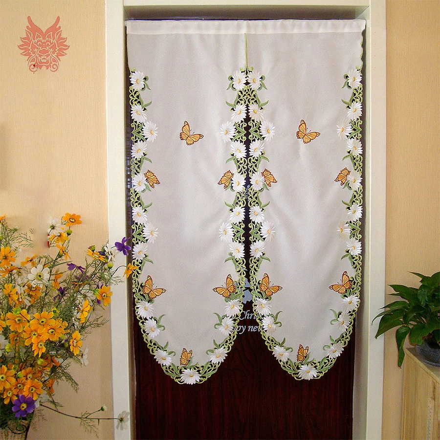 American style hollow floral butterfly embroidery finished door curtain half-curtain House decoration Partition 2017 gif | Дом и сад
