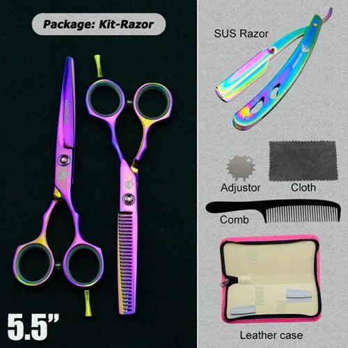 5504-RAZOR 5,5/6," Розовые японские парикмахерские ножницы, стильные ножницы для волос, Профессиональные парикмахерские ножницы, филировочные ножницы - Цвет: 5504-RAZOR