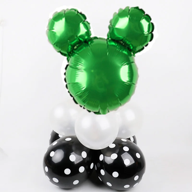 1 green set Микки Минни фольгированные шары 1-й День Рождения украшения дети баллон номер 1 globos точка латекс детский игрушечный детский душ девочка - Цвет: 1 green set