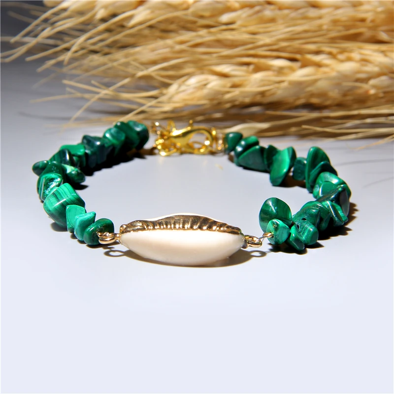 Браслеты с подвесками ЗОЛОТОЙ каури браслеты из нержавеющей стали для женщин