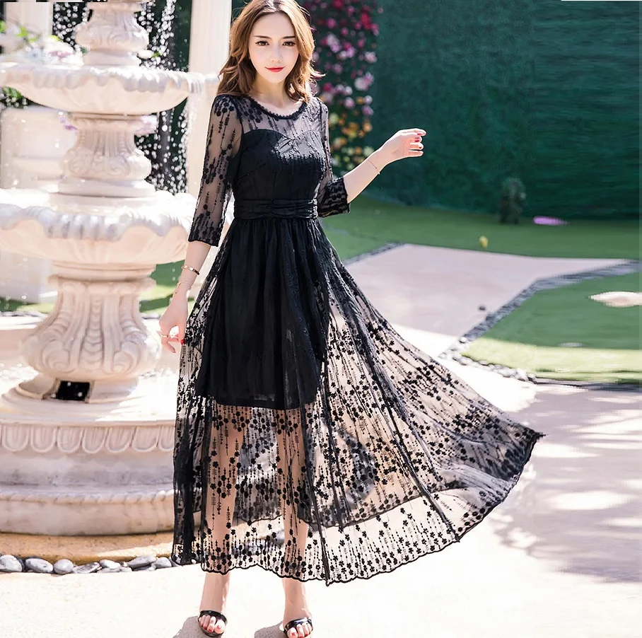 Женское длинное платье с вышивкой элегантные вечерние платья размера плюс