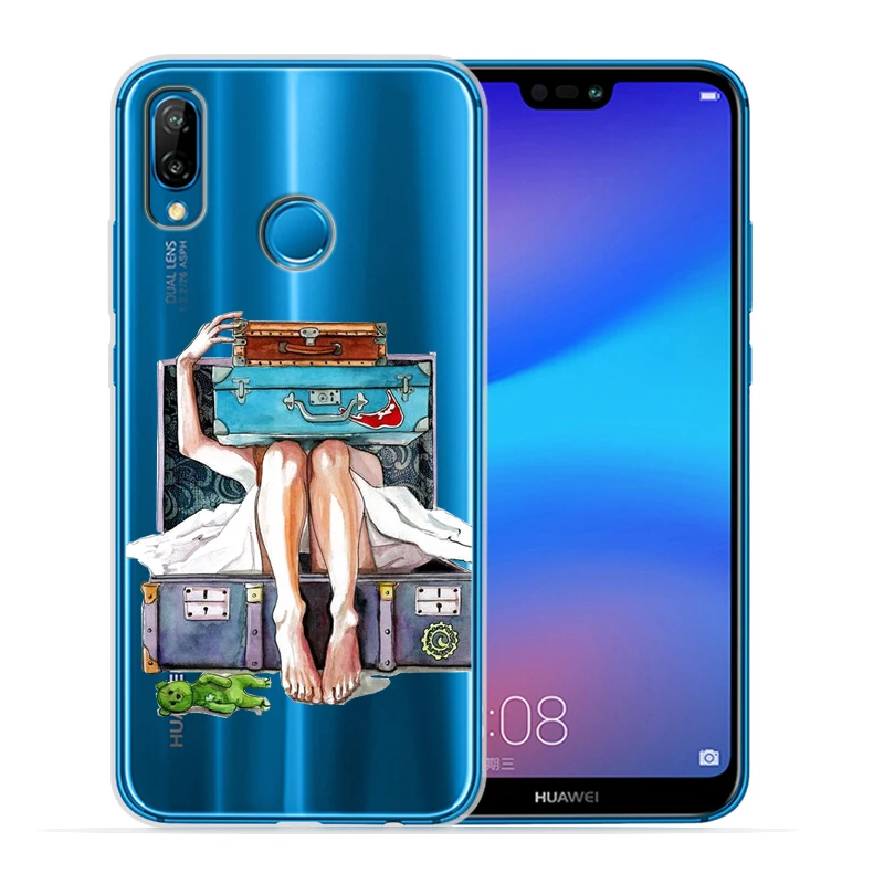 Модный мягкий силиконовый чехол для девушек телефона Huawei P20 Lite Pro P30 P8Lite P9Lite 2017 P Smart