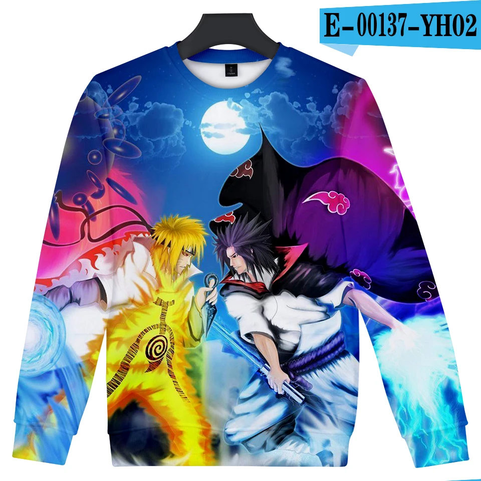 Uzumaki Naruto Uchiha Sasuke/красивая летняя повседневная футболка с длинными рукавами унисекс, джемпер для влюбленных родителей и ребенка - Цвет: 6