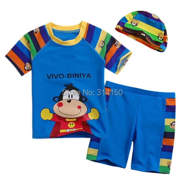 VIVOBINIYA, бесплатная доставка, детский купальник в стиле обезьяны UPF50 +, детский купальный костюм, комплект из 3 предметов, лето