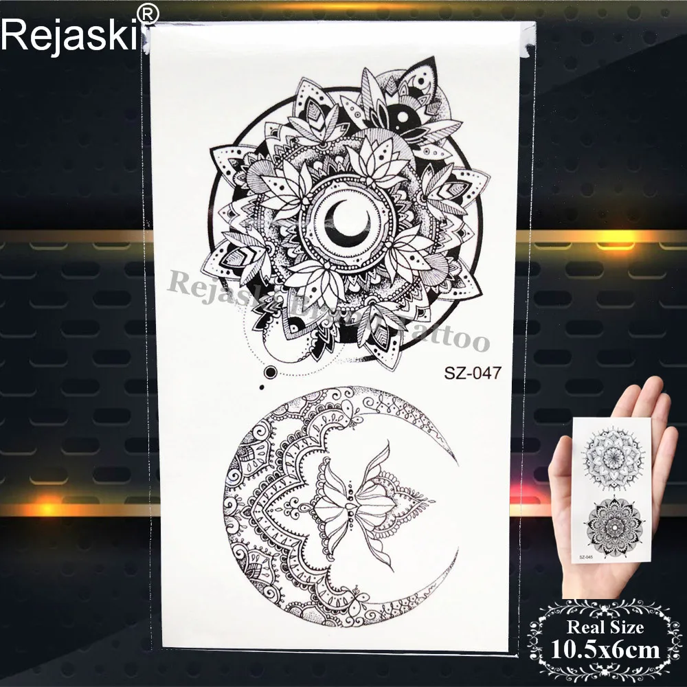 PSZ047 Rejaski Black Artist Временные татуировки для женщин на руку Лев татуировки наклейки для мужчин тела шеи геометрический Тигр водостойкие татуировки наклейка - Цвет: PSZ047