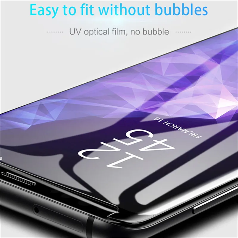 2019 UV Glue Screen Protector For Samsung Galaxy S10e S8 S9 Plus S7 Edge Note 8 9 Full Cover Nano Optics Curved Tempered Glass | Мобильные
