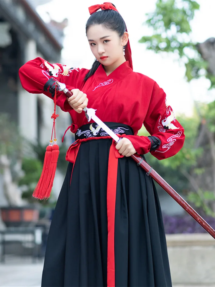 Для мужчин и женщин Hanfu Китайский народный танец Винтаж для женщин топы+ бюст юбки наборы 2 шт. Косплей Костюм сценическое платье леди hanfu одежда