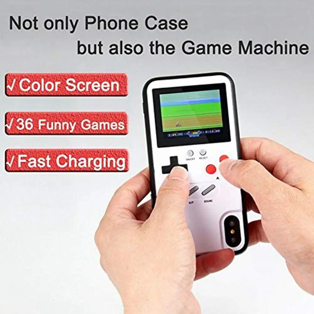 rechargeable full color display game phone case for iphone x xs max xr 6 7 8 plus handheld retro game protection cover boy gift free global shipping