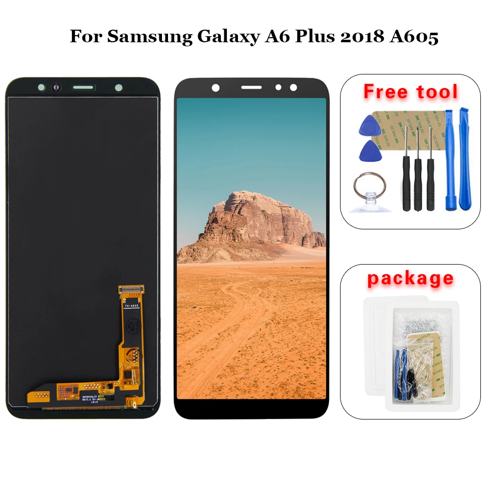 ЖК дисплей 6 0 дюйма для Samsung Galaxy A6 Plus 2018 + A605fd A605 сенсорный экран дигитайзер стекло