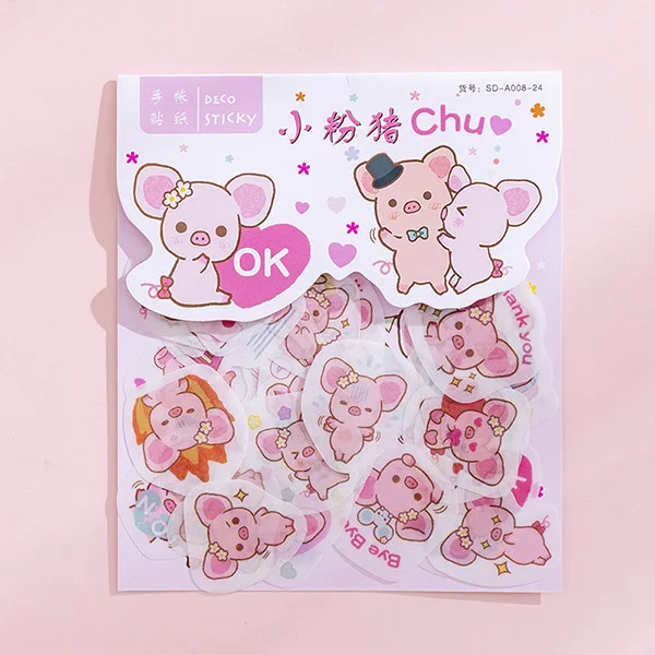 Симпатичные Ins мультфильм аниме девушка chinoisery город кате свинья завод цветы Васи Стикеры, декоративные наклейки скрапбук DIY дневник - Цвет: Красный