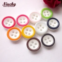 niucky 11mm 4 holes 10 colors white bottom colorful edge shirt buttons for clothing children diy craft sewing supplies r0201 060