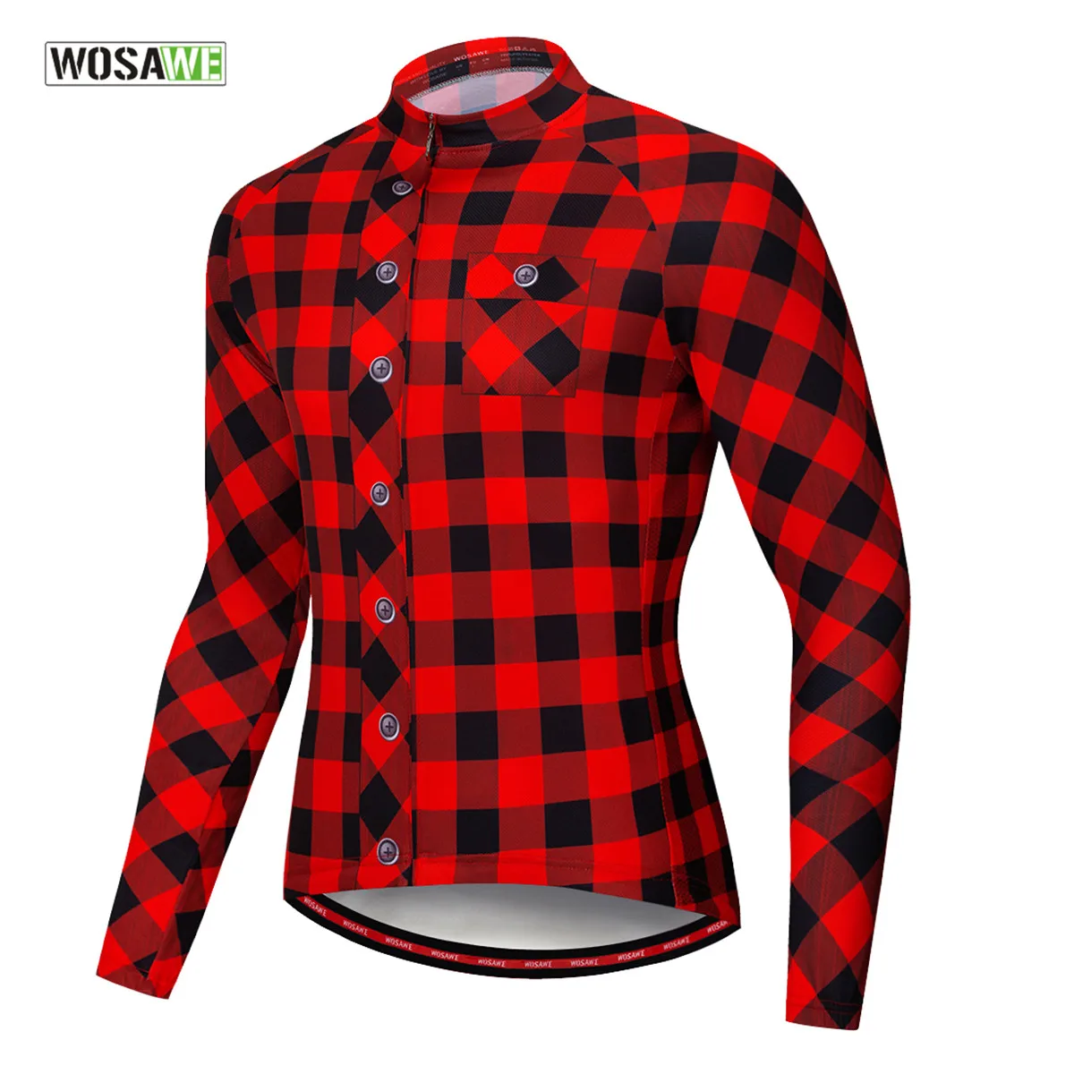 WOSAWE мужская клетчатая рубашка для велоспорта с длинным рукавом принтом Mtb