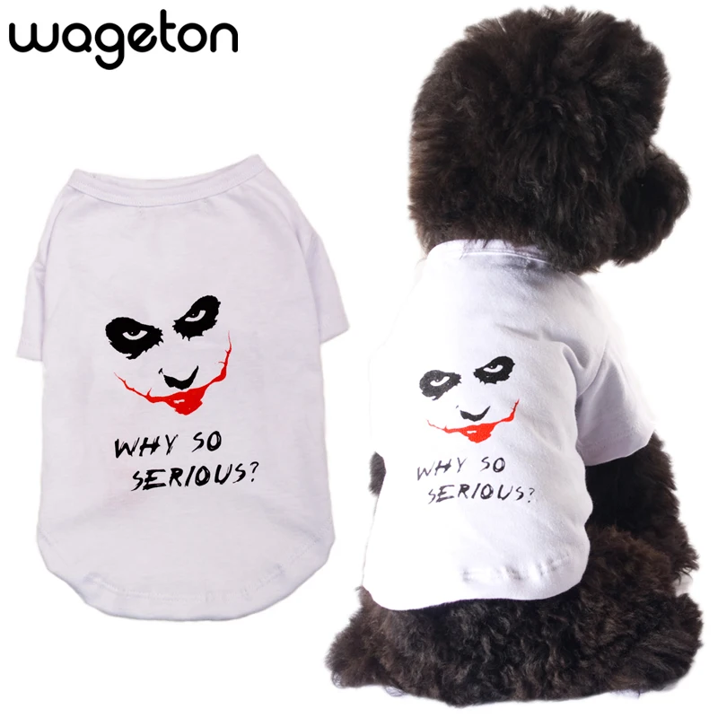 Клоун собака рубашка Wageton Летняя мода принт Одежда для питомцев Чихуахуа