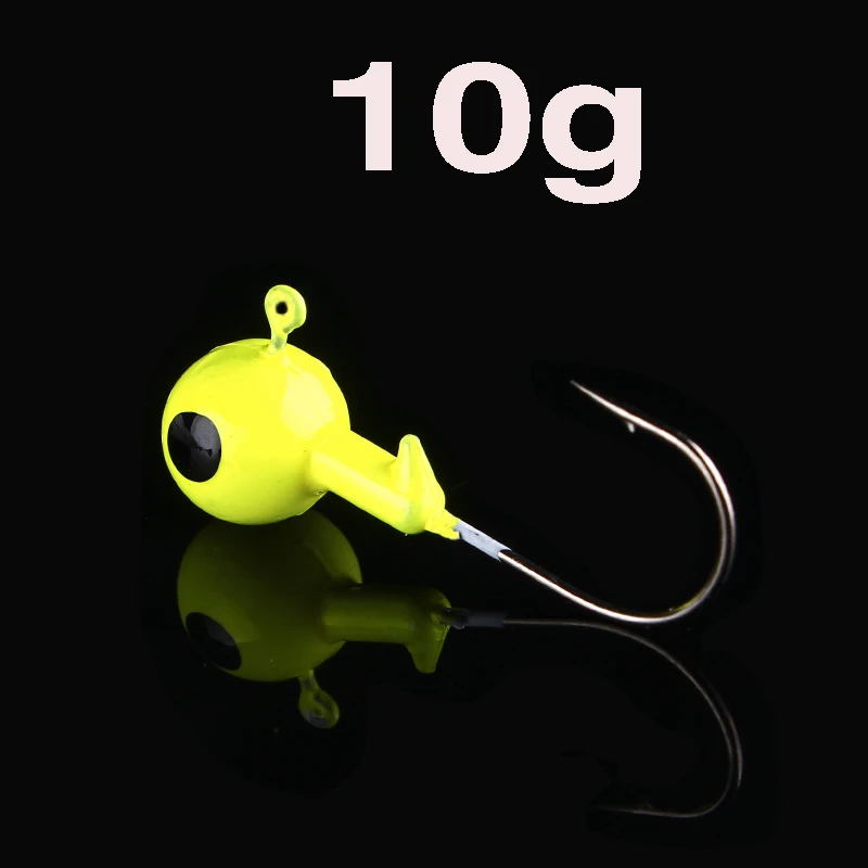 Yellow Рыболовные крючки Hennoy, 5 шт./партия, 1,75 г, 2,5 г, 3,5 г, 5 г, 7 г, 10 г, 12 г, 14 г, светящиеся в темноте, свинцовые крючки - Цвет: Yellow