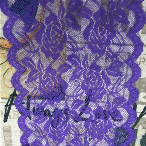 purple 2 ярдов/партия кружевная лента высокого качества эластичная кружевная ткань Африканская кружевная ткань с рисунком розы кружевная лента 15 см Ширина Diy - Цвет: purple