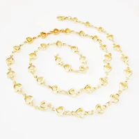 heart necklace yellow gold link chain 47cm long necklace gold color jewelry necklaces