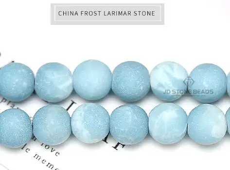 MATTE CHINA LARIMA 6, 8, 10, 12 мм камень Ларимар круглые бусины матовые океан Морской камень браслет ожерелье для изготовления ювелирных изделий - Цвет: MATTE CHINA LARIMA
