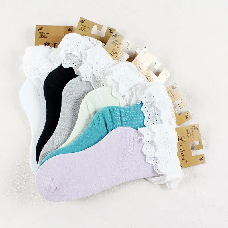 Женские кружевные носки до щиколотки в японском стиле милые женские принцессы с