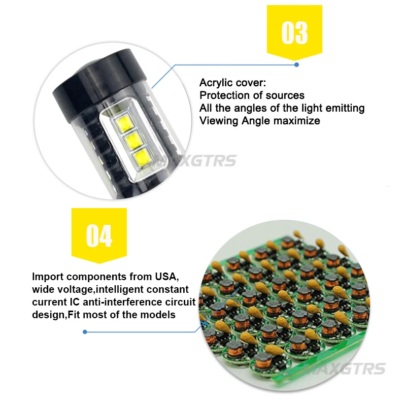 2x80 Вт 1156 S25 BA15S для чипа CREE 16SMD 6000K светодиодный противотуманный фонарь DRL лампы Белый Автомобильный сигнальный задний светильник автомобильный светильник