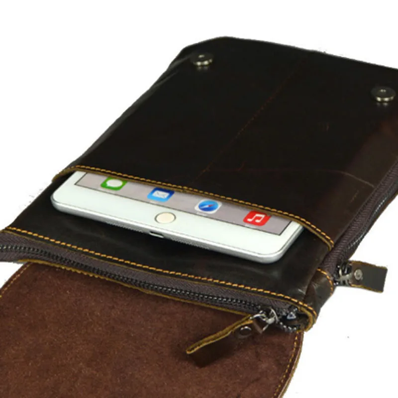 Сумка-мессенджер из натуральной кожи с масляным воском для мобильного телефона |