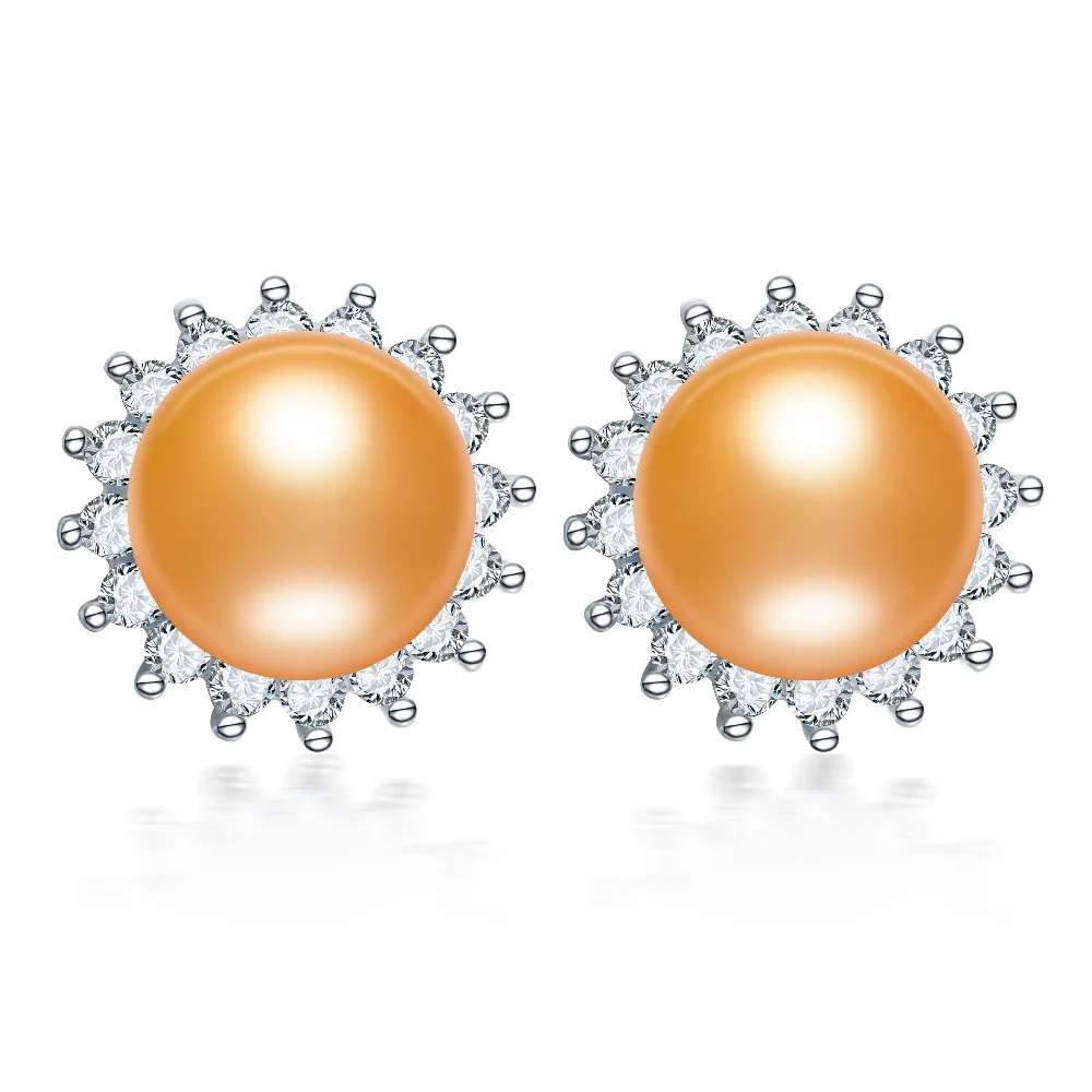 

Brand 100% genuine freshwater pearl earrings women girl sun flower white pearl earring jewelrys,925 sterling silver earrings