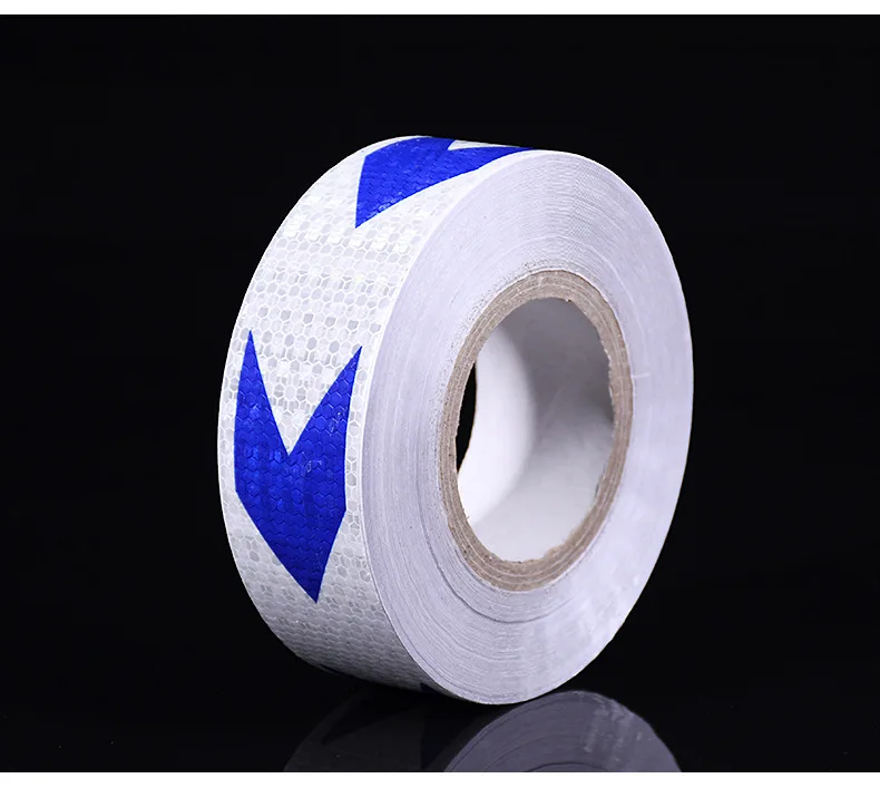 White with Blue 5 см* 45 м/рулон стрелка светоотражающие наклейки клейкая лента для автомобиля грузовика мотоцикла безопасности предупреждающий, светоотражающий полосы светофора лента безопасности - Название цвета: White with Blue