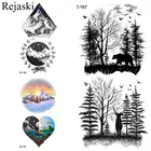 Тату-наклейки Rejaski водостойкие на руку, временные татуировки для мужчин и женщин, самоклеящиеся черные фальшивые татуировки 3D в виде леса