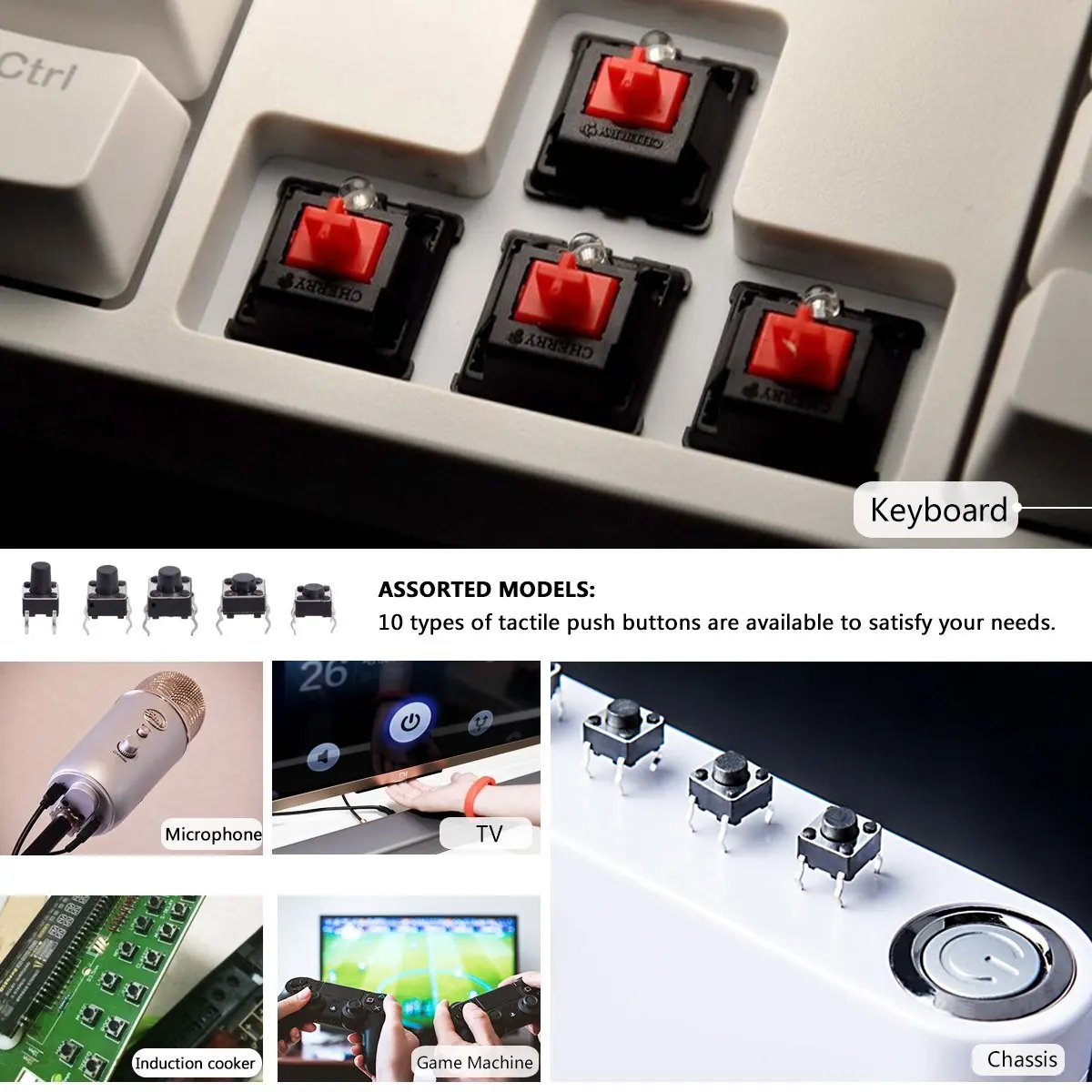 180 pieces 4 pin push button switch 10 Values Tactile Momentary Tact assortment kit Various sizes wit | Обустройство дома