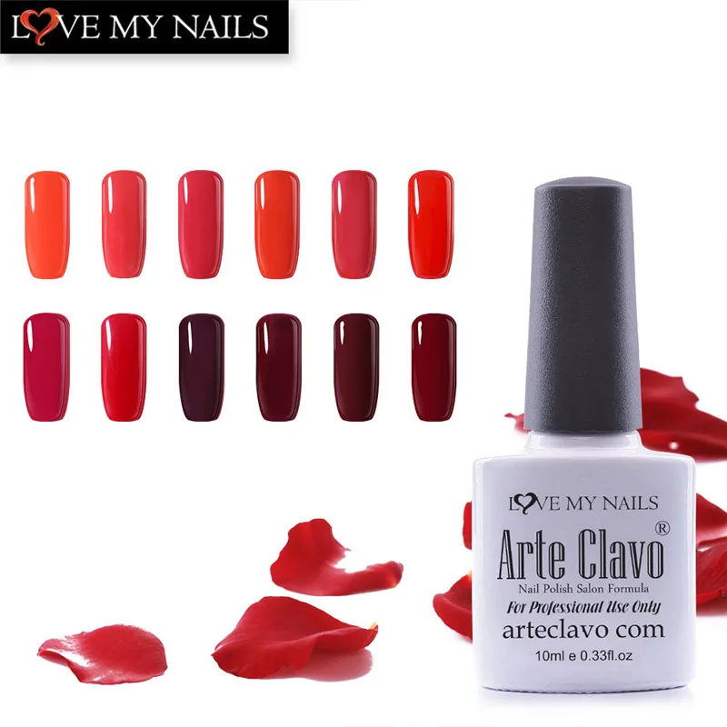 

10ml Arte Clavo Hot Sale Red Color Series UV Gel Nail Polish Soak Off UV Led Lamp Gel Lacquer Nail Art Set Gel Polish