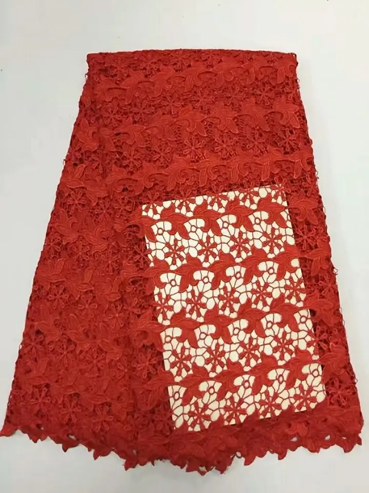5 ярдов/шт Великолепная красная африканская Водорастворимая кружевная вышивка