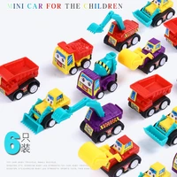 6pcslot baby toys mini pullback construction vehicle cars cement bulldozer road roller excavator truck tractor toys for boy