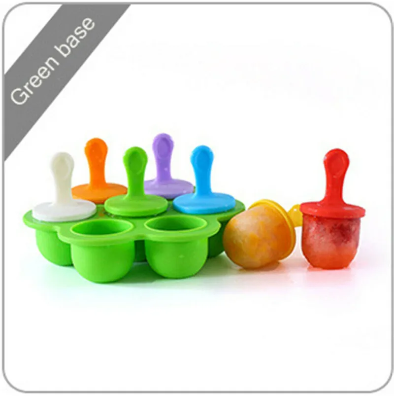 Green Brand New 7 Packs Ice Pop Popsicle Mold Maker Summer Ice Cream Makers Frozen Dessert Treats DIY Moulds - Color: Green