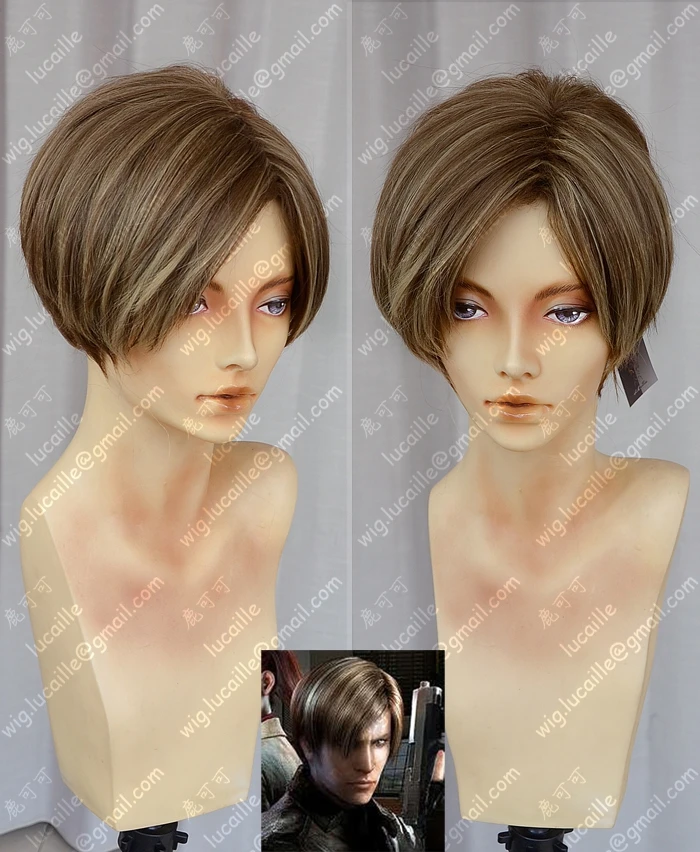 Короткий коричневый парик из фильма Biohazard Leon Scott Kennedy стильные термостойкие
