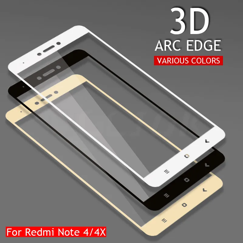 Закаленное 3d стекло с полным покрытием для Xiaomi Redmi Note 4 4X Pro 4|Защитные стёкла и
