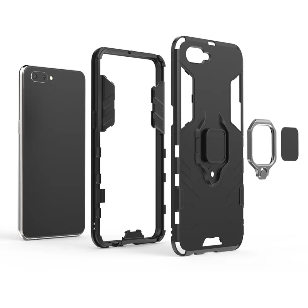 2 in1 3D Броня палец-Чехол-подставка с кольцом для OPPO A5 A3S ПК + ТПУ чехол-гибрид