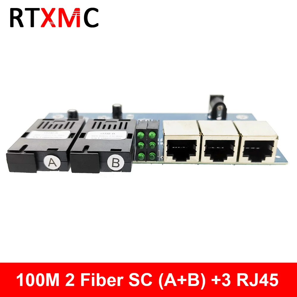 Ethernet коммутатор 2F3E 10/100 м 2 волоконно оптического порта SC 25KM UTP RJ45 быстрый