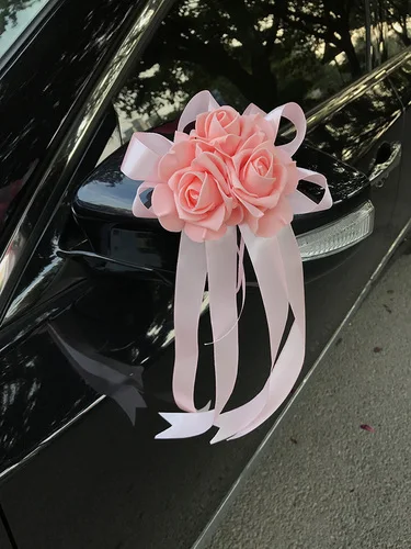 3 Свадебные автомобильные аксессуары цветы зеркало заднего вида дверная ручка украшение переднее украшение крыша хвост имитация Flowe Свадебный декор - Цвет: 3