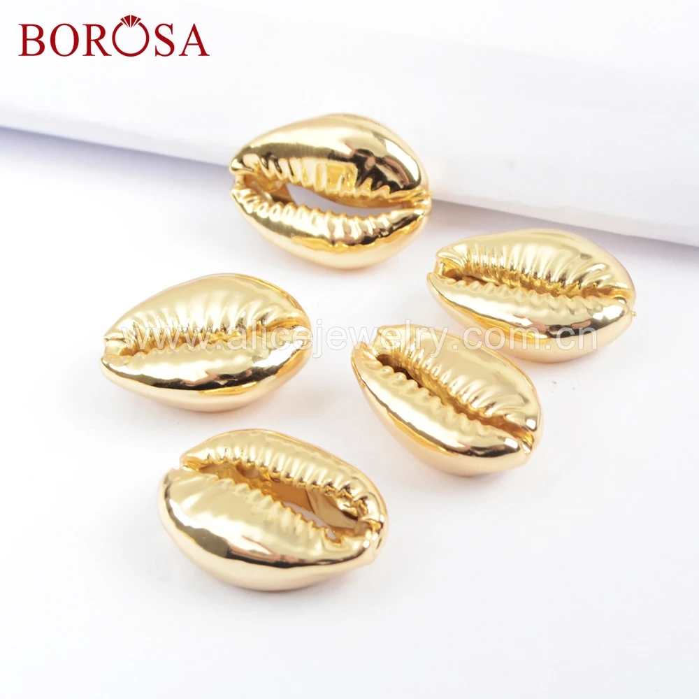 

BOROSA 10 шт. полная позолоченная искусственная оболочка бусины без отверстий Очаровательная Морская раковина, кулон для изготовления ожерель...