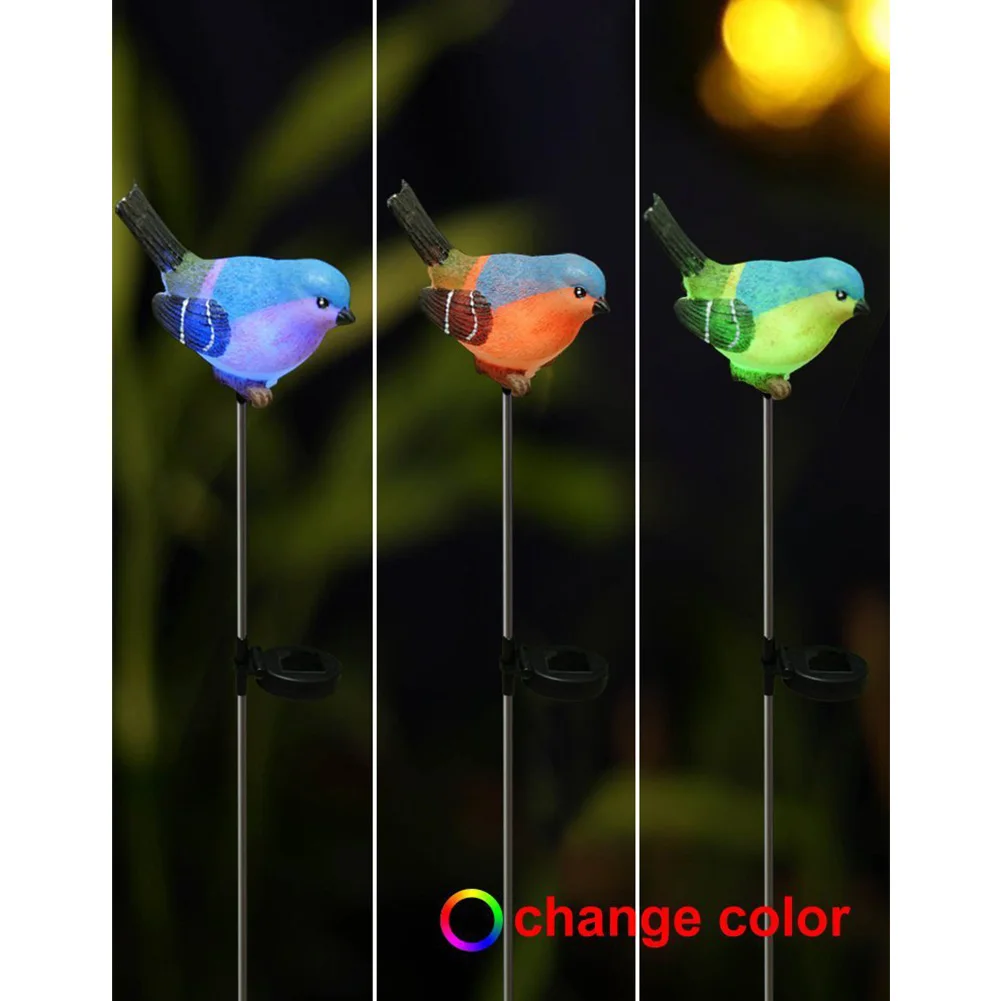 LED Bird Landscape Resin Solar Light Home Figurines Outdoor Night Garden Pathway Decorative Color Changing No Wiring Lawn Lamp | Лампы и