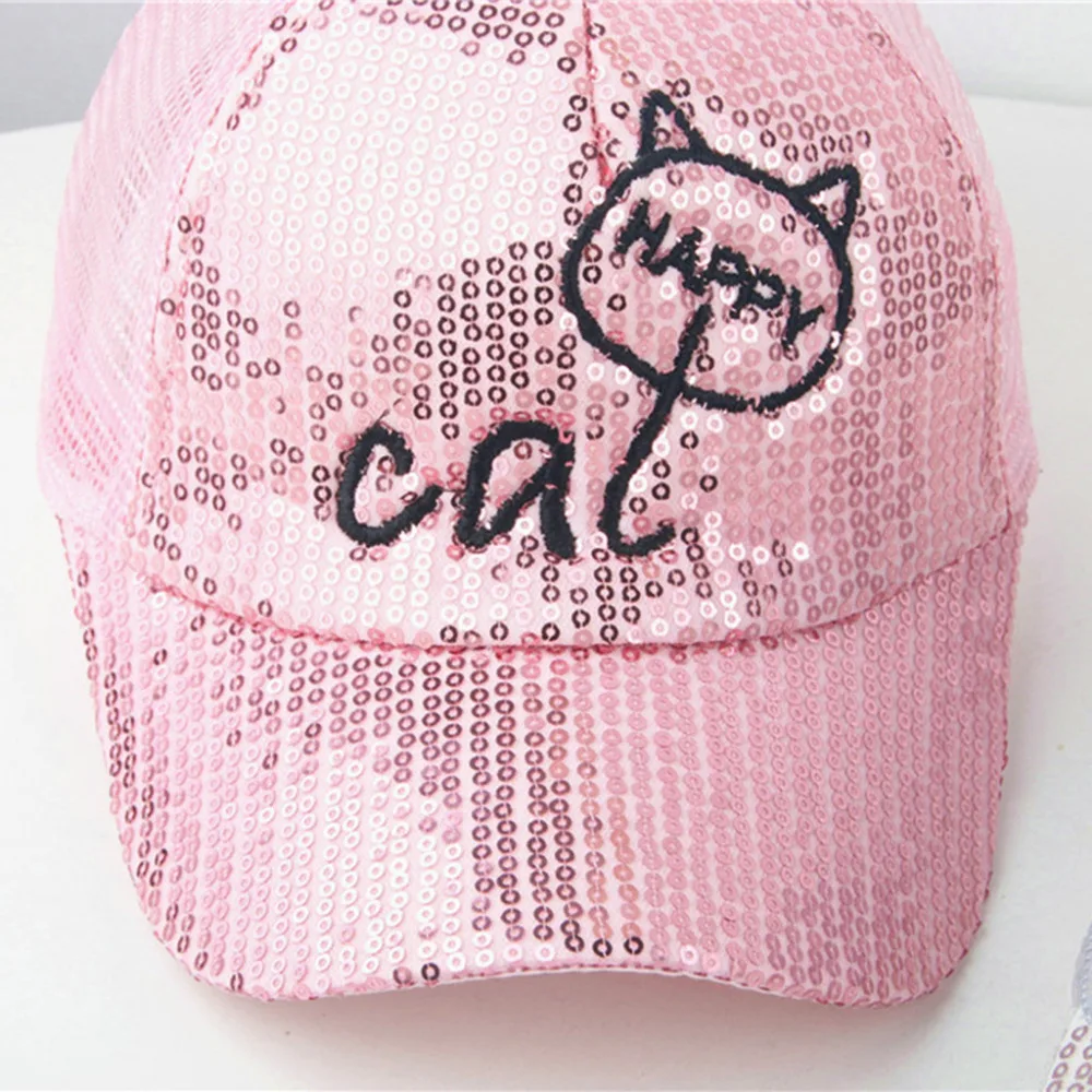 Cute Kids Baby Children Cartoon Cat Student Paillette Hat Baseball Cap Sunhat 5.2frn | Детская одежда и обувь