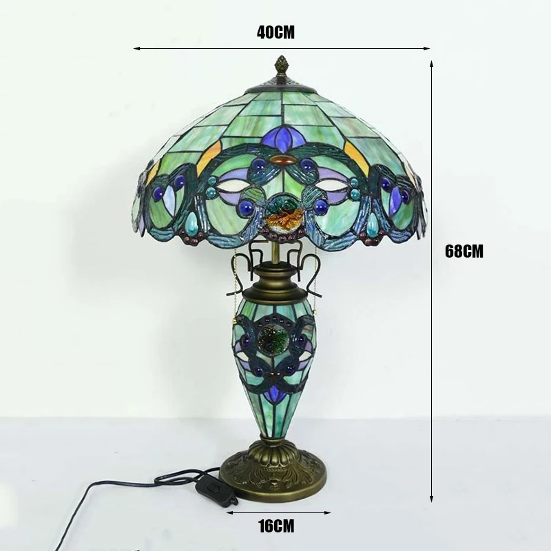 WOERFU 40 см настольная лампа Tiffany Mother американский винтажный светильник в стиле ар