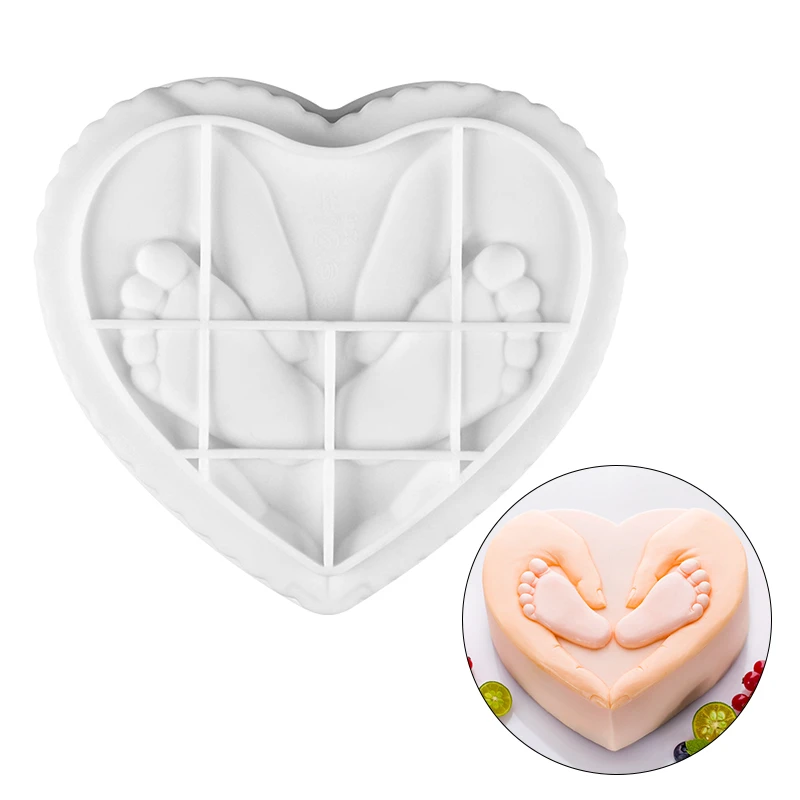 Форма сердца 3D силиконовые формы для выпечки милые детские ноги и руки мусс форма