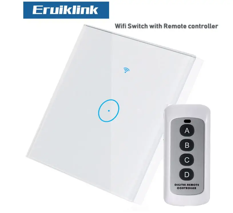 1Gang Switch with RC Wifi умный настенный сенсорный выключатель стеклянная панель ЕС стандартное приложение дистанционное управление работает с Amazon Alexa Google Home для умного дома - Цвет: 1Gang Switch with RC