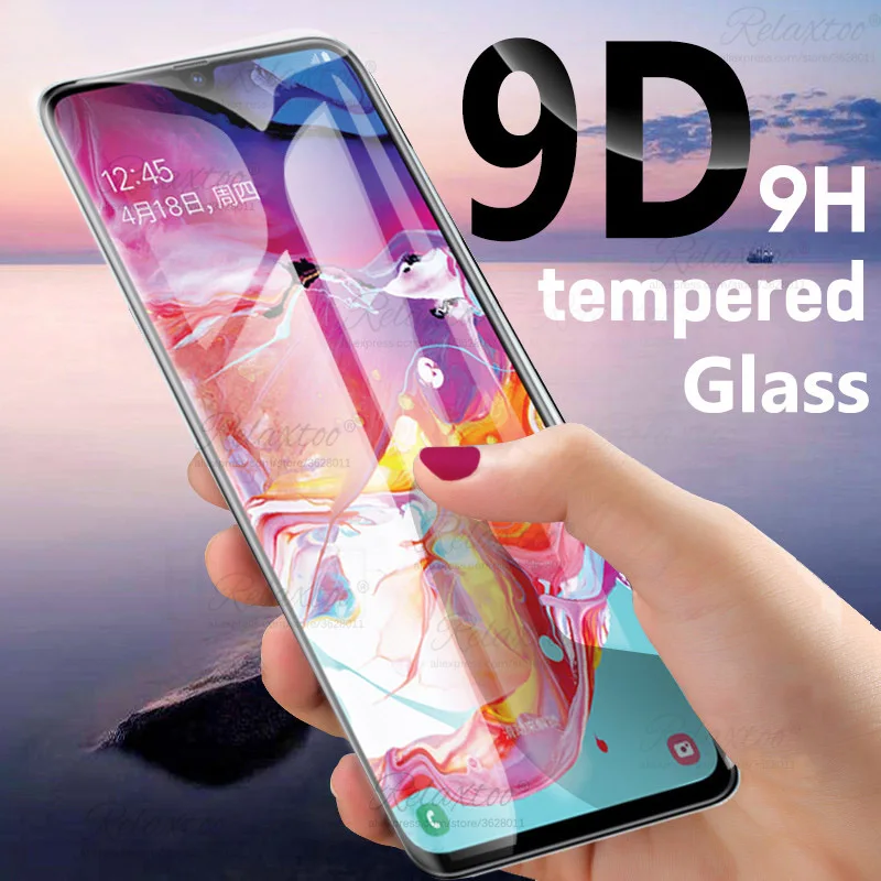 Изогнутое закаленное стекло 9D с полным покрытием клея для Samsung Galaxy A70 A 70 Защита