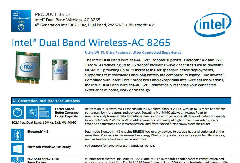 Беспроводная сетевая карта Intel Двухдиапазонная PK 8265 5G 867 7265 Мбит/с|wireless 8260|7260 acac |
