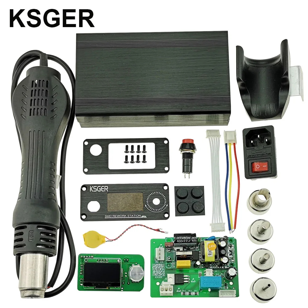 Sets 2 KSGER пистолет горячего воздуха SMD OLED контроллер DIY наборы Rewrok Распайка паяльная станция 700 Вт насадки сварочные электрические сушилки инструменты - Цвет: Sets 2