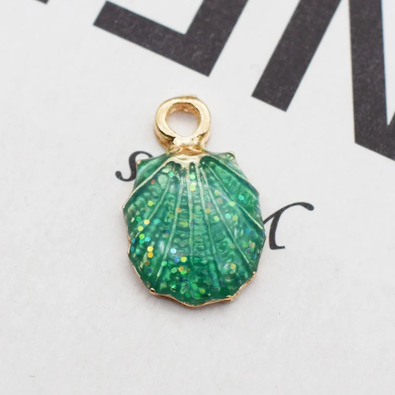 Shell Green 10 шт., сплав, звезда, ракушка, подвеска, орнамент, женские серьги, ожерелья, ювелирные изделия, материал, сделай сам, ручная работа, одежда, украшения, принадлежности - Цвет: Shell Green